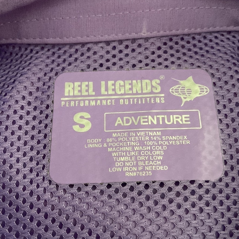 Reel Legends Adventure Long Sleeve Button Front Shirt Purple S - Picture 5 of 6